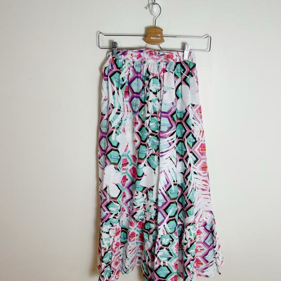 120% Lino Printed Wrap Multi-Color Skirt Size IT46 (Large) Linen - Picture 5 of 7